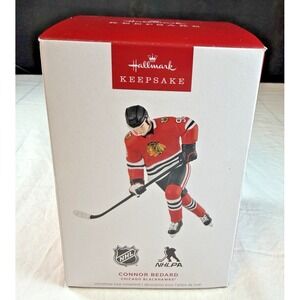 Connor Bedard 2025 Hallmark Keepsake Ornament Chicago Blackhawks New in Box